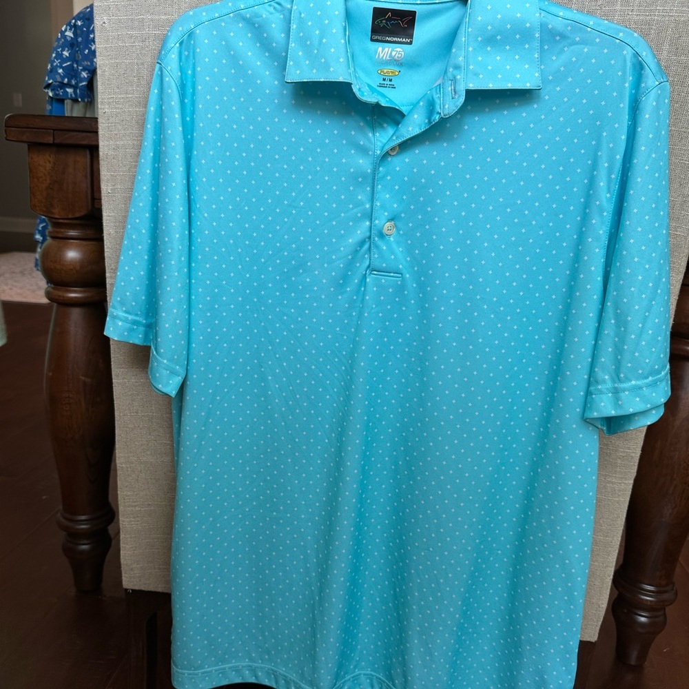 Greg Norman Collection Blue Polo Shirt with Textured Design
